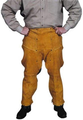 PRO-SAFE - Size Universal Leather with KevlarThread Flame Resistant/Retardant Chaps - No Pockets, Gold - Benchmark Tooling