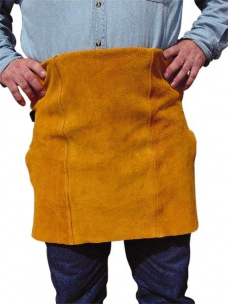 PRO-SAFE - 24 x 24" Flame Resistant/Retardant & Welding Waist Apron - Split Leather, Yellow, 0 Pockets - Benchmark Tooling