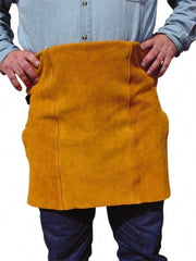 PRO-SAFE - 24 x 24" Flame Resistant/Retardant & Welding Waist Apron - Split Leather, Yellow, 0 Pockets - Benchmark Tooling