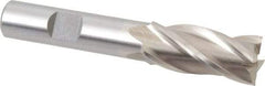 Interstate - 5/8", 1-3/8" LOC, 1/2" Shank Diam, 3-3/8" OAL, 4 Flute, Cobalt Square End Mill - Single End, Uncoated, Spiral Flute, 30° Helix, Centercutting, Right Hand Cut, Right Hand Flute - Benchmark Tooling