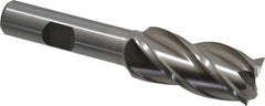 Interstate - 3/4", 1-5/8" LOC, 1/2" Shank Diam, 3-5/8" OAL, 4 Flute, Cobalt Square End Mill - Single End, Uncoated, Spiral Flute, 30° Helix, Centercutting, Right Hand Cut, Right Hand Flute - Benchmark Tooling