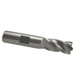 Interstate - 3/4", 1-5/8" LOC, 3/4" Shank Diam, 3-7/8" OAL, 4 Flute, Cobalt Square End Mill - Single End, Uncoated, Spiral Flute, 30° Helix, Centercutting, Right Hand Cut, Right Hand Flute - Benchmark Tooling