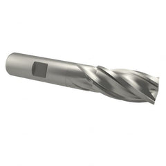 Interstate - 13/16", 1-7/8" LOC, 3/4" Shank Diam, 4-1/8" OAL, 4 Flute, Cobalt Square End Mill - Single End, Uncoated, Spiral Flute, 30° Helix, Centercutting, Right Hand Cut, Right Hand Flute - Benchmark Tooling