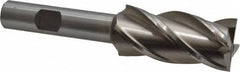 Interstate - 7/8", 1-7/8" LOC, 1/2" Shank Diam, 4" OAL, 4 Flute, Cobalt Square End Mill - Single End, Uncoated, Spiral Flute, 30° Helix, Centercutting, Right Hand Cut, Right Hand Flute - Benchmark Tooling