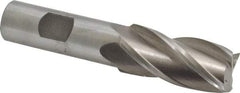 Interstate - 7/8", 1-7/8" LOC, 3/4" Shank Diam, 4-1/8" OAL, 4 Flute, Cobalt Square End Mill - Single End, Uncoated, Spiral Flute, 30° Helix, Centercutting, Right Hand Cut, Right Hand Flute - Benchmark Tooling