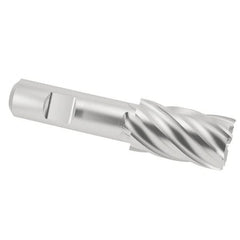 Interstate - 1-1/16", 1-5/8" LOC, 3/4" Shank Diam, 3-7/8" OAL, 6 Flute, Cobalt Square End Mill - Single End, Uncoated, Spiral Flute, 30° Helix, Centercutting, Right Hand Cut, Right Hand Flute - Benchmark Tooling