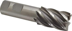 Interstate - 1-1/4", 2" LOC, 1" Shank Diam, 4-1/2" OAL, 6 Flute, Cobalt Square End Mill - Single End, Uncoated, Spiral Flute, 30° Helix, Centercutting, Right Hand Cut, Right Hand Flute - Benchmark Tooling