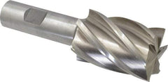 Interstate - 1-3/8", 2" LOC, 3/4" Shank Diam, 4-3/8" OAL, 6 Flute, Cobalt Square End Mill - Single End, Uncoated, Spiral Flute, 30° Helix, Centercutting, Right Hand Cut, Right Hand Flute - Benchmark Tooling