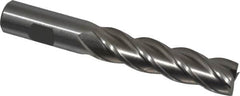 Interstate - 3/4", 3" LOC, 3/4" Shank Diam, 5-1/4" OAL, 4 Flute, Cobalt Square End Mill - Single End, Uncoated, Spiral Flute, 30° Helix, Centercutting, Right Hand Cut, Right Hand Flute - Benchmark Tooling