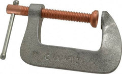 Made in USA - Light-Duty 2-1/4" Max Opening, 1-3/4" Throat Depth, Aluminum Alloy Standard C-Clamp - 875 Lb Capacity, 0" Min Opening, Standard Throat Depth - Benchmark Tooling