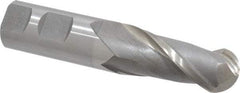 Interstate - 1" Diam, 2-1/4" LOC, 2 Flute Cobalt Ball End Mill - Uncoated, Single End, 4-3/4" OAL, 1" Shank Diam, Spiral Flute - Benchmark Tooling