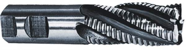 Putnam - 3/8" Diam, Coarse Pitch, 3/4" LOC, 4 Flute Cobalt Roughing Square End Mill - TiN Finish, 2-1/2" OAL, 3/8" Shank Diam, Single End, 30° Helix - Benchmark Tooling