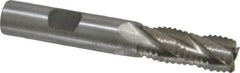 Interstate - 1/2" Diam, Coarse Pitch, 1-1/4" LOC, 4 Flute Cobalt Roughing Square End Mill - Uncoated, 3-1/4" OAL, 1/2" Shank Diam, Single End - Benchmark Tooling