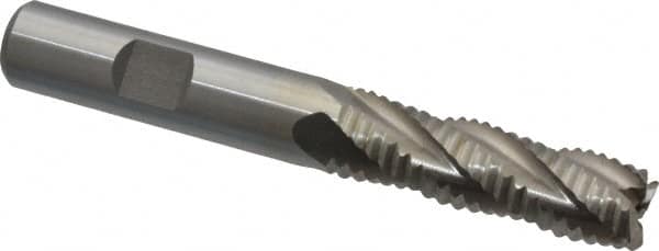 Interstate - 1/2" Diam, Coarse Pitch, 1-5/8" LOC, 4 Flute Cobalt Roughing Square End Mill - Uncoated, 3-5/8" OAL, 1/2" Shank Diam, Single End - Benchmark Tooling