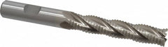Interstate - 1/2" Diam, Coarse Pitch, 2-1/2" LOC, 4 Flute Cobalt Roughing Square End Mill - Uncoated, 4-1/2" OAL, 1/2" Shank Diam, Single End - Benchmark Tooling