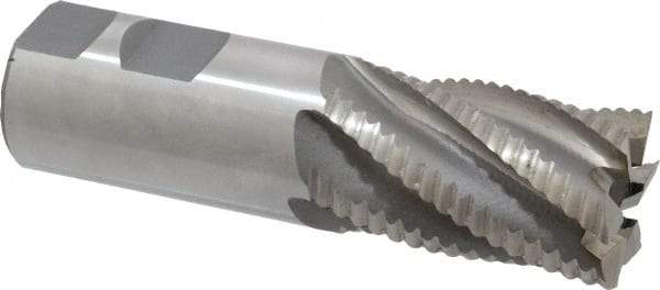 Interstate - 1-1/4" Diam, Coarse Pitch, 2" LOC, 6 Flute Cobalt Roughing Square End Mill - Uncoated, 4-1/2" OAL, 1-1/4" Shank Diam, Single End - Benchmark Tooling