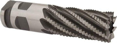 Interstate - 2" Diam, Coarse Pitch, 4" LOC, 8 Flute Cobalt Roughing Square End Mill - Uncoated, 7-3/4" OAL, 2" Shank Diam, Single End - Benchmark Tooling