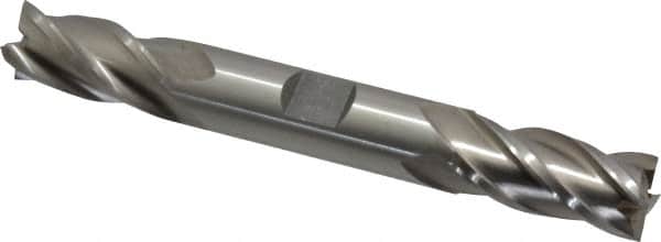Interstate - 5/8", 1-3/8" LOC, 5/8" Shank Diam, 5" OAL, 4 Flute, High Speed Steel Square End Mill - Double End, Uncoated, Spiral Flute, 30° Helix, Centercutting, Right Hand Cut, Right Hand Flute - Benchmark Tooling
