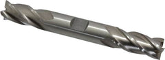 Interstate - 5/8", 1-3/8" LOC, 5/8" Shank Diam, 5" OAL, 4 Flute, High Speed Steel Square End Mill - Double End, Uncoated, Spiral Flute, 30° Helix, Centercutting, Right Hand Cut, Right Hand Flute - Benchmark Tooling
