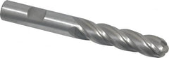 Interstate - 1/2" Diam, 2" LOC, 4 Flute High Speed Steel Ball End Mill - Uncoated, Single End, 4" OAL, 1/2" Shank Diam, Spiral Flute - Benchmark Tooling