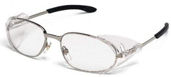 MCR Safety - Clear Lenses, Framed Safety Glasses - Scratch Resistant, Silver Metal Frame, Size Universal, Wrap Around - Benchmark Tooling
