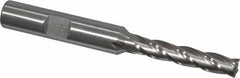 Interstate - 1/4", 1-1/4" LOC, 3/8" Shank Diam, 3-1/16" OAL, 4 Flute, High Speed Steel Square End Mill - Single End, Uncoated, Spiral Flute, 30° Helix, Centercutting, Right Hand Cut, Right Hand Flute - Benchmark Tooling