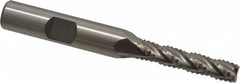 Interstate - 1/4" Diam, Coarse Pitch, 1-1/8" LOC, 4 Flute Cobalt Roughing Square End Mill - Uncoated, 2-15/16" OAL, 3/8" Shank Diam, Single End, Centercutting - Benchmark Tooling