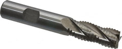 Interstate - 1/2" Diam, Coarse Pitch, 1-1/4" LOC, 4 Flute Cobalt Roughing Square End Mill - Uncoated, 3-1/4" OAL, 1/2" Shank Diam, Single End, Centercutting - Benchmark Tooling