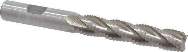 Interstate - 1/2" Diam, Coarse Pitch, 2-1/2" LOC, 4 Flute Cobalt Roughing Square End Mill - Uncoated, 4-1/2" OAL, 1/2" Shank Diam, Single End, Centercutting - Benchmark Tooling