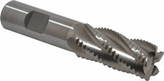 Interstate - 7/8" Diam, Coarse Pitch, 1-7/8" LOC, 5 Flute Cobalt Roughing Square End Mill - Uncoated, 4-1/8" OAL, 3/4" Shank Diam, Single End, Centercutting - Benchmark Tooling