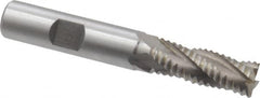 Interstate - 15/32" Diam, Coarse Pitch, 1-1/4" LOC, 4 Flute Cobalt Roughing Square End Mill - Uncoated, 3-1/4" OAL, 1/2" Shank Diam, Single End, Centercutting - Benchmark Tooling