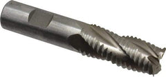 Interstate - 13/16" Diam, Coarse Pitch, 1-7/8" LOC, 4 Flute Cobalt Roughing Square End Mill - Uncoated, 4-1/8" OAL, 3/4" Shank Diam, Single End, Centercutting - Benchmark Tooling