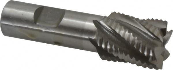 Interstate - 1" Diam, Coarse Pitch, 1-1/8" LOC, 6 Flute Cobalt Roughing Square End Mill - Uncoated, 3-3/8" OAL, 3/4" Shank Diam, Single End, Centercutting - Benchmark Tooling