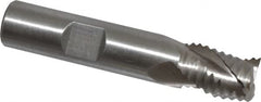 Interstate - 1/2" Diam, Coarse Pitch, 5/8" LOC, 3 Flute Cobalt Roughing Square End Mill - Uncoated, 2-5/8" OAL, 1/2" Shank Diam, Single End, Centercutting - Benchmark Tooling