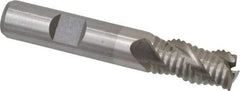 Interstate - 1/2" Diam, Coarse Pitch, 1" LOC, 3 Flute Cobalt Roughing Square End Mill - Uncoated, 3" OAL, 1/2" Shank Diam, Single End, Centercutting - Benchmark Tooling