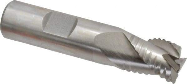 Interstate - 5/8" Diam, Coarse Pitch, 3/4" LOC, 3 Flute Cobalt Roughing Square End Mill - Uncoated, 2-7/8" OAL, 5/8" Shank Diam, Single End, Centercutting - Benchmark Tooling