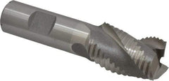 Interstate - 1" Diam, Coarse Pitch, 1-1/2" LOC, 3 Flute Cobalt Roughing Square End Mill - Uncoated, 3-3/4" OAL, 3/4" Shank Diam, Single End, Centercutting - Benchmark Tooling