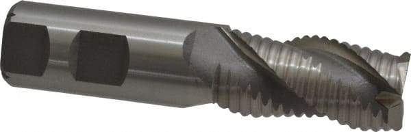 Interstate - 1" Diam, Coarse Pitch, 2" LOC, 3 Flute Cobalt Roughing Square End Mill - Uncoated, 4-1/2" OAL, 1" Shank Diam, Single End, Centercutting - Benchmark Tooling
