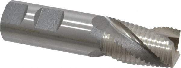 Interstate - 1" Diam, Coarse Pitch, 1-5/8" LOC, 3 Flute Cobalt Roughing Square End Mill - Uncoated, 4-1/8" OAL, 1" Shank Diam, Single End, Centercutting - Benchmark Tooling