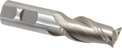 Interstate - 7/8", 1-7/8" LOC, 7/8" Shank Diam, 4-1/8" OAL, 2 Flute, High Speed Steel Square End Mill - Single End, Uncoated, Spiral Flute, Centercutting, Right Hand Cut, Right Hand Flute - Benchmark Tooling