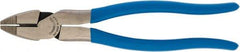 Channellock - 9" OAL, 1-17/32" Jaw Length x 1-5/16" Jaw Width, Linesman's Pliers - Standard Jaw, Rounded Nose Head, Plastic Dipped Handles - Benchmark Tooling