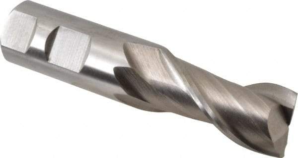 Interstate - 1", 2" LOC, 1" Shank Diam, 4-1/2" OAL, 2 Flute, High Speed Steel Square End Mill - Single End, Uncoated, Spiral Flute, Centercutting, Right Hand Cut, Right Hand Flute - Benchmark Tooling
