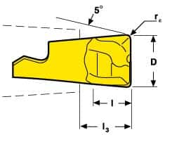 Seco - MM08 MD03 Grade F30M Carbide End Milling Tip Insert - TiAlN/TiN Finish, 2 Flutes, 0.315" Cutting Diam, 0.223" Depth of Cut, 0.267" Extension, 0.039" Cnr Rad - Benchmark Tooling