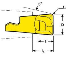 Seco - MM08 MD03 Grade F30M Carbide End Milling Tip Insert - TiAlN/TiN Finish, 2 Flutes, 0.315" Cutting Diam, 0.223" Depth of Cut, 0.267" Extension, 0.039" Cnr Rad - Benchmark Tooling