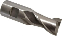 Interstate - 1-1/4", 2" LOC, 1-1/4" Shank Diam, 4-1/2" OAL, 2 Flute, High Speed Steel Square End Mill - Single End, Uncoated, Spiral Flute, Centercutting, Right Hand Cut, Right Hand Flute - Benchmark Tooling