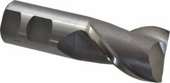 Interstate - 1-1/2", 2" LOC, 1-1/4" Shank Diam, 4-1/2" OAL, 2 Flute, High Speed Steel Square End Mill - Single End, Uncoated, Spiral Flute, Centercutting, Right Hand Cut, Right Hand Flute - Benchmark Tooling