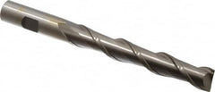 Interstate - 5/8", 4" LOC, 5/8" Shank Diam, 6-1/8" OAL, 2 Flute, High Speed Steel Square End Mill - Single End, Uncoated, Spiral Flute, 37° Helix, Centercutting, Right Hand Cut, Right Hand Flute - Benchmark Tooling