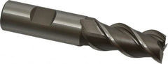 Interstate - 3/4" Diam, 1-5/8" LOC, 3 Flute Cobalt Roughing & Finishing Square End Mill - Uncoated, 3-7/8" OAL, 3/4" Shank Diam, Straight Shank, 45° Helix, Centercutting - Benchmark Tooling