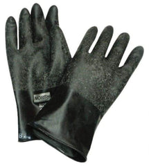 North - Size M (8), 14" Long, 32 mil Thick, Butyl Chemical Resistant Gloves - Textured Finish, Rolled Cuff, Black - Benchmark Tooling