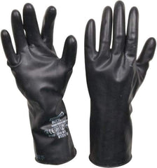 North - Size M (8), 11" Long, 13 mil Thick, Butyl Chemical Resistant Gloves - Smooth Finish, Gauntlet Cuff, Black - Benchmark Tooling